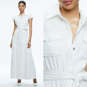 NEW Alice + Olivia MIRANDA MAXI DENIM DRESS in white